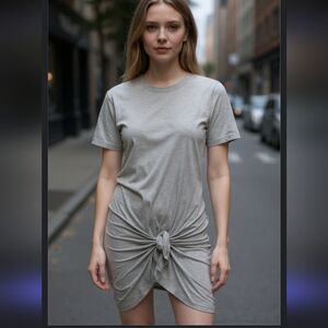 Aritzia Wilfred Free Gray Blair Knot Tshirt Dress